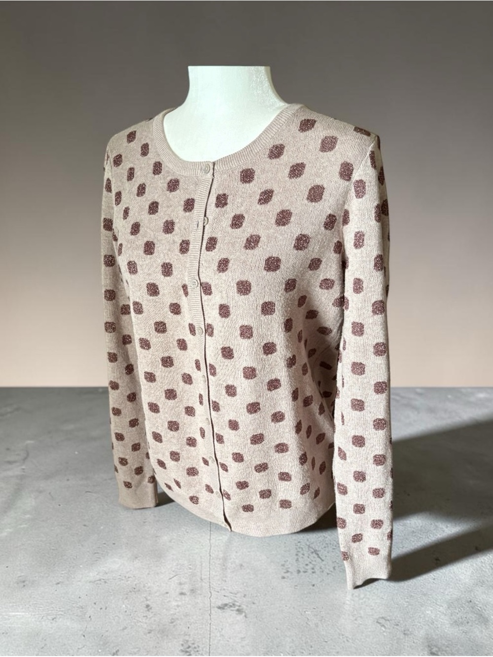 OLD NAVY Tan/Dark Brown Button Down Cardigan. Preown. Excell. Cond. Med. $20.